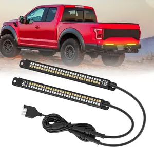 Nilight Truck Tailgate Light Strip 7 Inch Aluminum Frame Double Row 60 LED Red Running Brake Amber Sequential Turn Signals Strobe Lights Bar for Trailer Hitch Cargo Carrier Luggage Rack