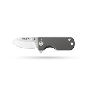 WESN Microblade Titanium Kitchen Knife, with Redesigned Pocket Clip, Removable Thumb Stud, Smoother Mechanics