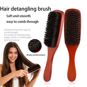 Reinforced Bristle Styling Brush for Women\Men and Barbers – Medium Bristles for Thick and Curly Hair – Use for Detangling, Smoothing, Wave Styles, Restore Shine and Textur – Detangling Hairbrush, Detangler Brush