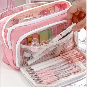 Front Open Pencil Case, Large Capacity Aesthetic Pen Pouch with Clear Window Design, Minimalist Stationery Organizer Bag for Students, Cute School Pencil Case for Everyday Use