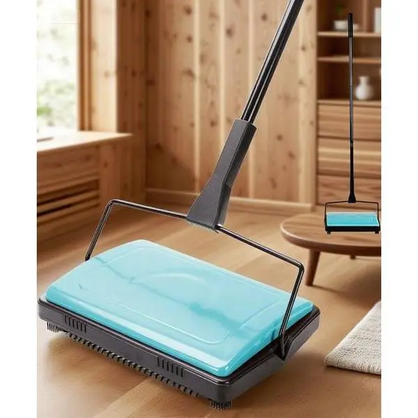 Multifunctional Low-Profile Carpet Sweeper with Rotating Brushes - 3 Section Poles Home Care Broom for Home or Office - Efficient Pet Hair, Dust, Small Debris & Paper Pickup - Lightweight Compact Rugs Cleaner with Easy Storage