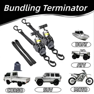 1" x 110" Retractable Ratchet Tie Down Straps Heavy Duty Durable Webbing, Quick Secure & Release, No Tangles, Perfect for Truck, Trailer, ATV, Boat, Motorcycle, Cargo Moving, Hauling, Camping, Outdoor Use, Safe & Reliable