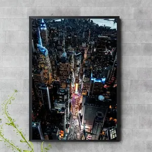 New York City Night Lights – Aerial Cityscape Photo for Wall Art, Printable Poster