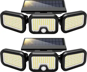 VIVOHOME Solar Flood Lights Outdoor 256 LED 2500LM Motion Sensor 3 Adjustable Heads IP65 Waterproof 270° Wide Lighting Angle for Porch Yard