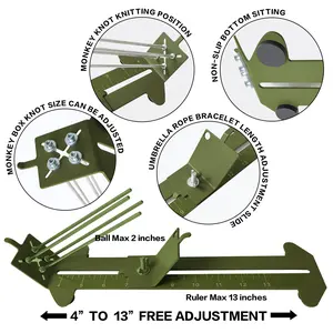 Paracord Bracelets Jig Kit Professional Paracord Jig and Tools DIY Kit with Paracord Needle Set ​and Random Colors Paracords (Olive Green)