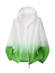 Summer Gradient Hooded Lightweight Zipper Jacket, Casual Loose-Fitting Outerwear, Breathable Colorblock Cardigan for Men