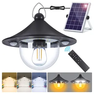 Solar Shed Indoor Outdoor Light with 3000LM 5 Modes (Daytime Available) 3 Color Temperatures, Waterproof Solar Motion Sensor Pendant Light with Remote Control for Barn Gazebo patio  lights Led Energy Efficient