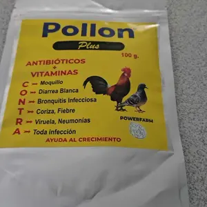 pollon plus ,suplemento que ayuda a mejor es estado de las aves de corral, gallinas , gallos ,pollos y muchas mas  garantizando un mejor estado de animo y un desarrollo sano y limpio . paquete de 100 gamo EXP 07-2029