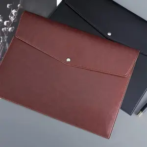Leather File Bag A4 Paper Folder, Business Portfolio Bill Storage, Package Information Organizer, Durable Document Holder