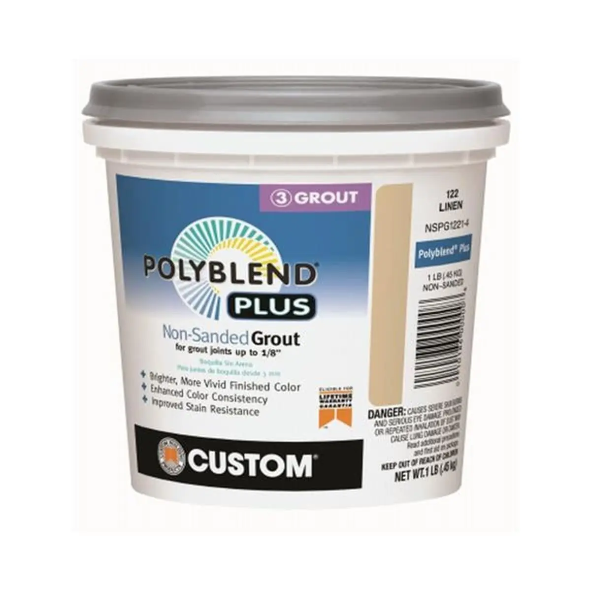 212 MAIN Non-Sanded Ceramic Grout - 1 lb Linen Color (No. 122), Custom Bldg Products 120306, for Home & Interior Building Supplies