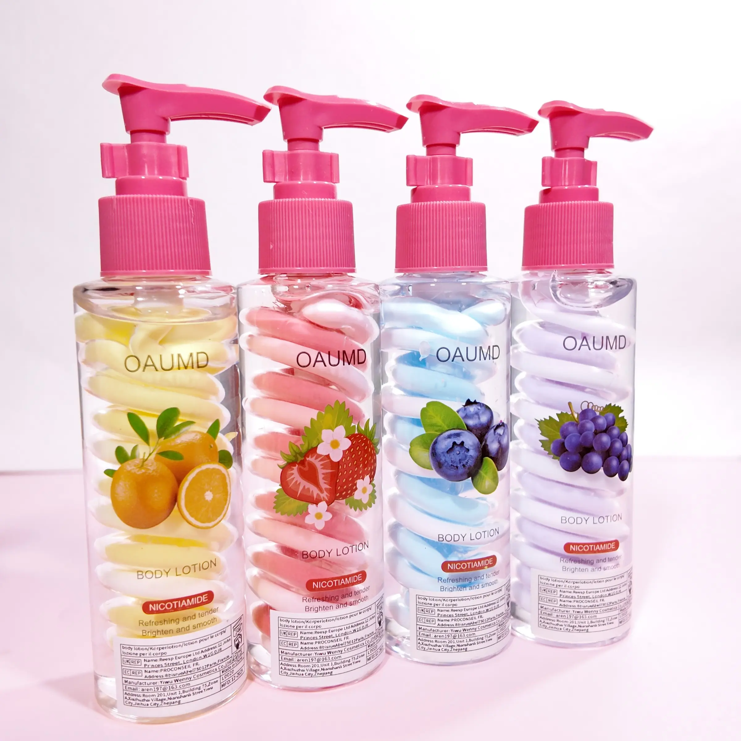 Vibrant Four-Color Fruit Scent Niacinamide Body Lotion Moisturizer 125ML Body Care, Fruity Body Lotions, Moisturizing Hydrating Dry Skin, Long-Lasting Fragrance, Choose Your Flavor, Body Care Product