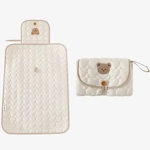 Embroidered Bear/rabbit Baby Newborn Diaper Changing Pad, Portable Easy-Clean Urine Mat, Mom Travel Essentials, Infant Seat Cushion