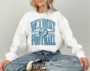 [SALE OFF TO 35%] Detroit Football Sweatshirt, Vintage Detroit Crewneck, Lions Gear Hoodie, Detroit Game Day Shirt