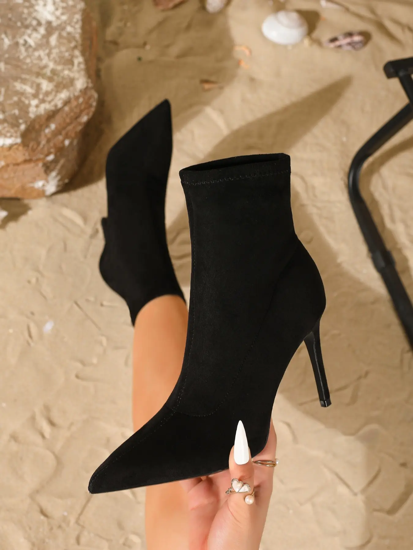 Women's Fashion Sexy Pointed Toe Stiletto High Heels, Elegant Flannelette Ankle Boots, All Season Comfortable Shoes, Dress Boot, Stiletto Heeled Boots