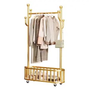 Rolling Clothing Rack with Storage Basket – Heavy Duty Metal Moveable Coat Rack – Large Capacity on Wheels – For Hanging Clothes in Bedroom, Boutiques, Dorm, Laundry Room