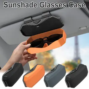 Universal Car Sunshade Sunglasses Case，Car Sun Visor Sunglasses Holder，ABS Material Multi-FunctionTicket Storage Box Back Clip TypeSunshade Installation Car Organizer Car Accessories