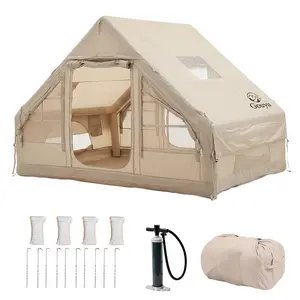Inflatable Tent for Camping,4/6 Person Blow Up Air Glamping Room Tent House with Stove，Easy Setup Waterproof Oxford Blow Up House, Hot Tent for Camping Adults 4 Seasons