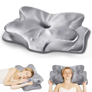 CCidea Ergonomic Cervical Neck Pillow for Sleeping Pain Relief, US Patent Adjustable Contour Memory Foam Pillow, Orthopedic Support for Side Back Stomach Sleepers, 24.8x16.7 Inch Odorless Breathable Pillow with Removable Silk Satin Cover