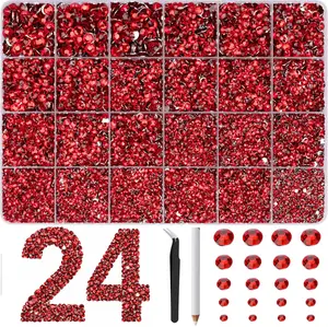 30000PCS Red Colors Rhinestones Jelly Synthetic Beads With Kit tools for Bedazzling, 3mm Multicolor Resin Flatback for Art, Bedazzler Kit for Crafting Book ShoesNail Art