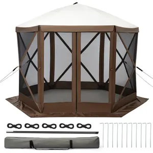 【GARVEE】Pop-Up Gazebo and Canopy Tents in Multiple Sizes (8x8 to 12.5x12.5 ft) with Waterproof, UV Protection, Removable Mosquito Netting, Multiple Doors, Portable Design, Carry Bag, Guy Ropes, and Stakes for Outdoor Activities