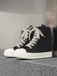 Parent-Child Black-White Angel Shoes High-Top Sneakers, Minimalist Cool Casual Style, Leather Upper + Platform Non-Slip Sole + Contrast Laces, Black-White Elegant, Minimalist Style , Ideal for Parent-Child Daily Outfits & Leisure Outings