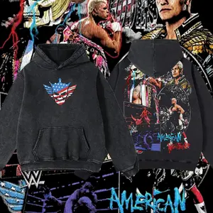 Men's Classic Seamless Street Style Menswear T-Shirt - Reality.Wear Limited Cody Rhodes#1 WWE Acid Washed Heavyweight 100% Cotton Casual Round Neck Sweatshirt, Unisex Oversized Graphic Top with Hoodie-Inspired Retro Vintage Fabric