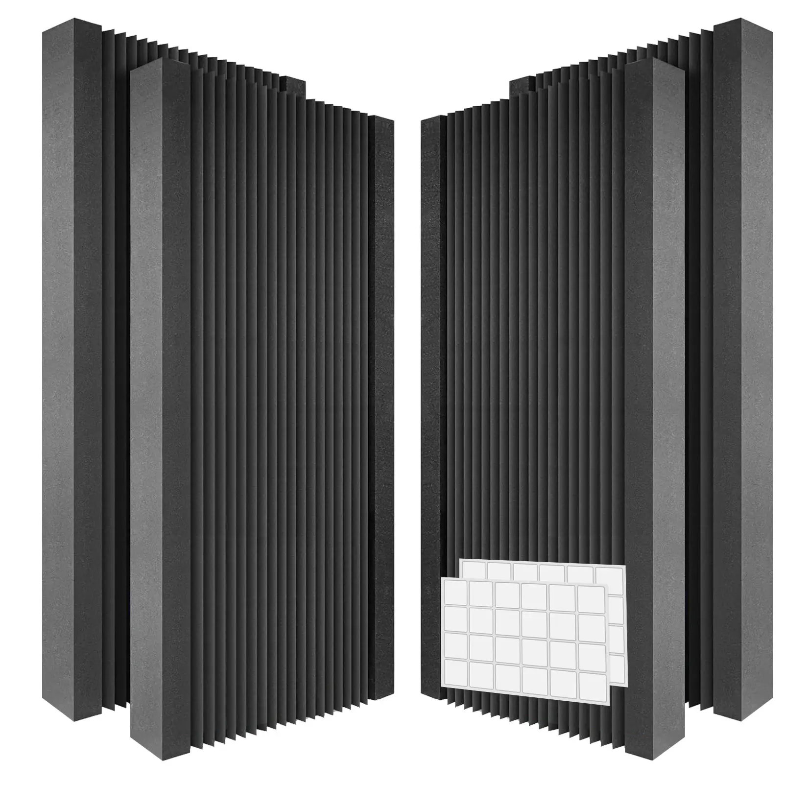 Garvee Acoustic Foam Panels 4-Pack – Self-Adhesive, Fire Retardant Soundproofing for Echo Reduction – 47.24*23.62*1.97 inch Black – Perfect for Studio, Office, Home Theater