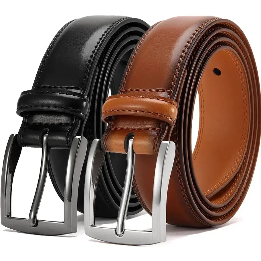 Men’s Long Genuine Leather Belt with Needle Buckle, Cowhide Plus Size Casual Belt for Jeans and Business Wear, Durable Comfortable Fit