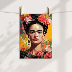 PIKPAKA F-Frida K-KahloS art flowers Painting Calligraphy Waterproof & Scratch-Resistant Canvas Art - Premium Oil Painting Style Wall Decor for Living Room, Bedroom, Kitchen & Café, Perfect Holiday & Party Gift