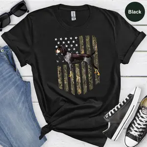 Camo American Flag T-Shirt, Hoodie, and Sweatshirt - Patriotic Bluetick Coonhound Design