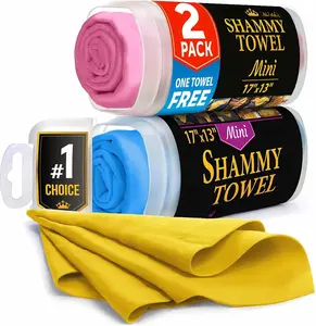 2pk Mini +1 Free Shammy Cloth - Super Absorbent Chamois Towel -  Scratch-Free  Drying Towel - 17'x13'