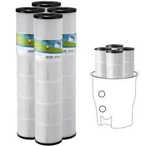 【Summervibes】VEVOR Pool Filter Cartridge, 4x 130 Sq. Ft, Spa Hot Tub Filter Cartridge Replacement, Compatible with Pentair CCP520, R173578,  PCC130, Secure for Kids & Pet, Trilobal Pleated,  Easy to Clean