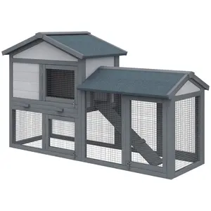 indoor outdoor dual use large bunny habitat pull out cleaning tray separated rest and activity zone for small medium rabbits