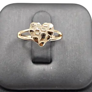 Nugget Heart Ring 14K Gold Plated Over Real Silver 925 - 3 Sizes Available for Women
