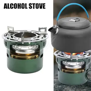 Portable Mini Alcohol Stove Outdoor Furnace Ultra Compact Fast Heating Camping Cooker with Stable Pot Support for Backpacking Picnic Emergency  #PortableAlcoholStove #MiniCampingStove #OutdoorCookingGear #BackpackingStove #PicnicCooker