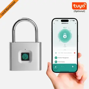 Smart Fingerprint Padlock，Support TUYA  App Control ，Waterproof IP67& Anti-Rust，Lock for Outdoor Fence Gate/Lockers/Suitcase/Backpack,Type-C Charging
