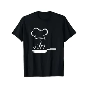 Comfortable Premium 100 Cotton Chef Kitchen Cooking T Shirt for Men Black Round Neck Regular Fit