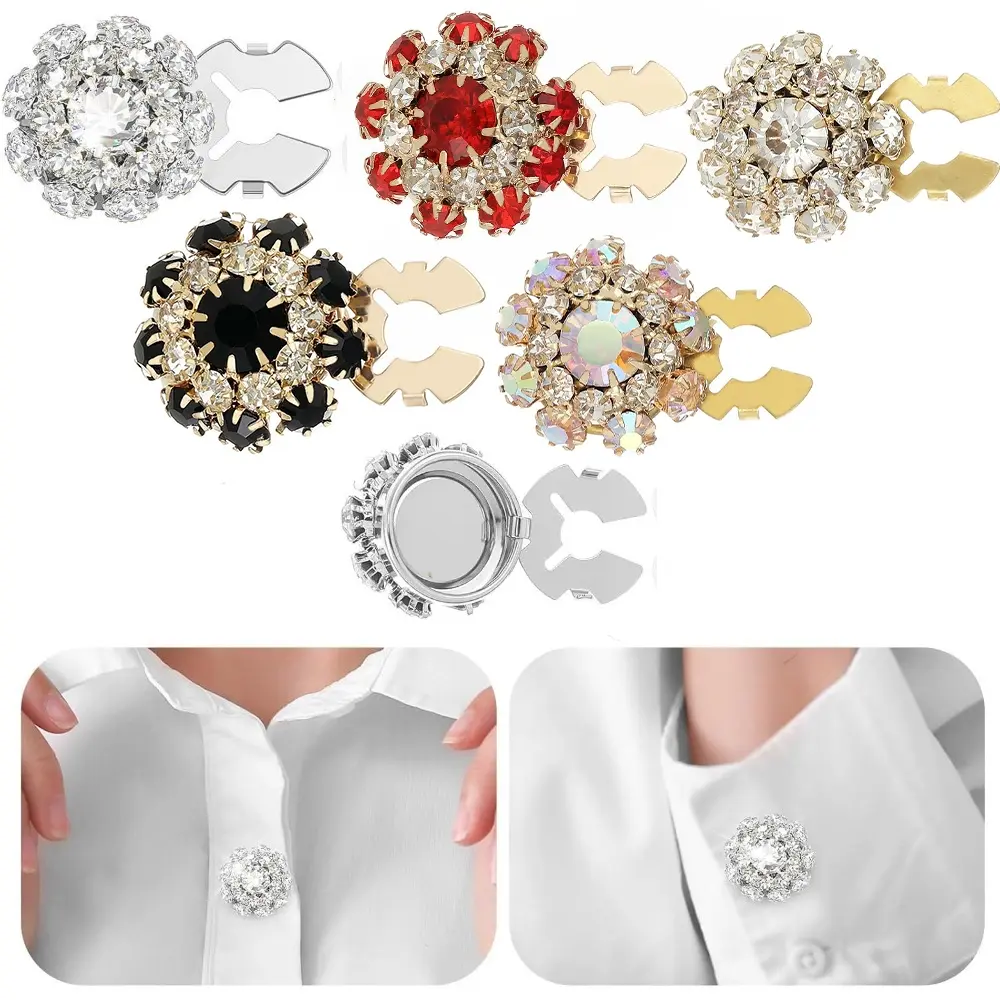 Rhinestone Button Covers, 1-2pcs Bling Rhinestone Embellished Crystal Clip-On Jewelry for Sewing, DIY Crafts & Decoration, Unisex Accessory for Clothes Making, Fake Button Decor