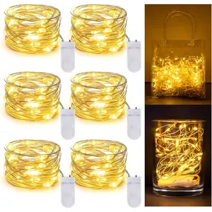 Household daily necessities RAINFLOW Christmas Fairy Lights - 6 PCS String Light Indoor Battery Operated Warm White Lights for Christmas Tree, DIY Crafts, Wedding, Bedroom Table Decorations for Party(6.5FT,Mini 20LED)