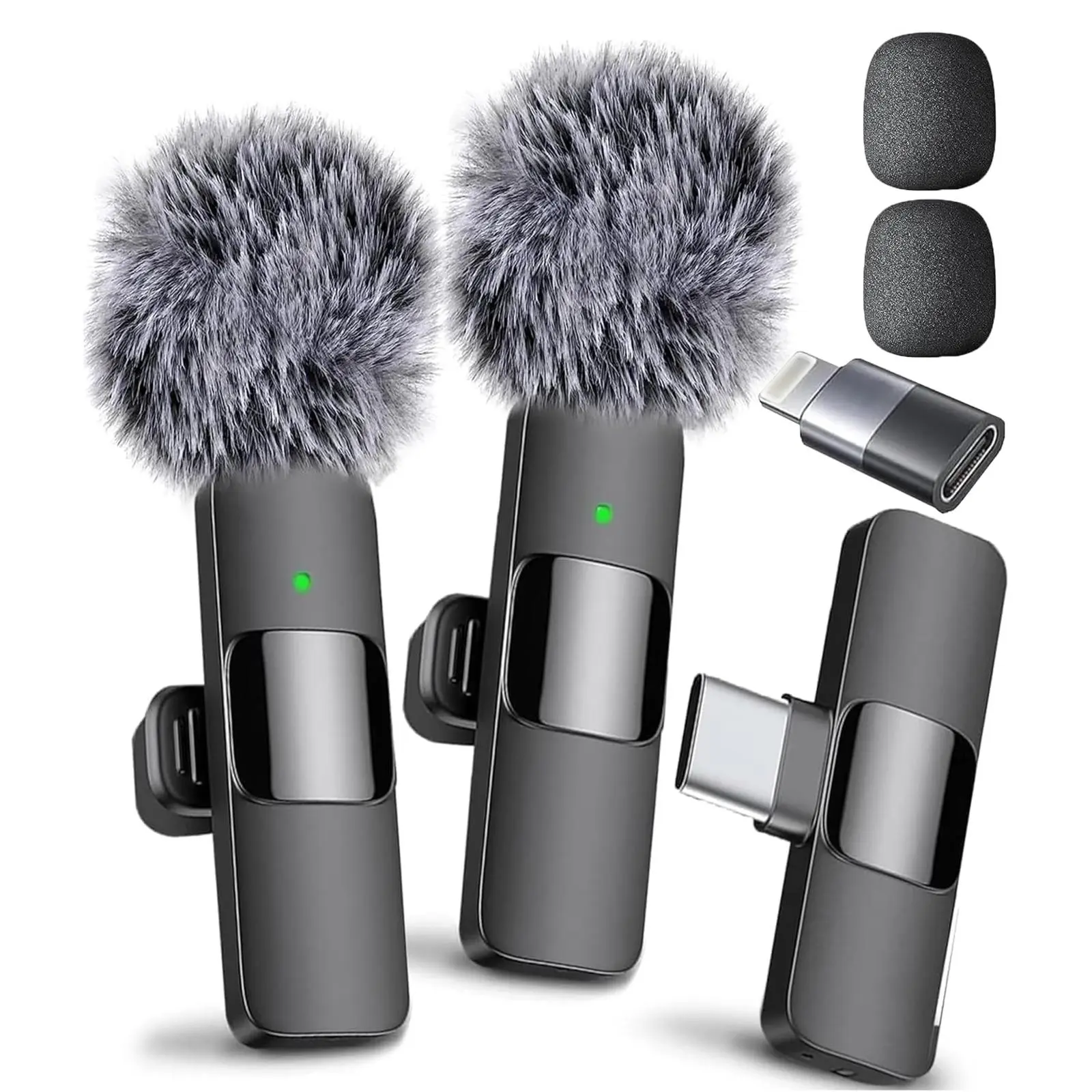 Wireless Microphone Set, Professional USB Rechargeable Directional Lavalier Clip Mic for Recording Interviews, Podcasts, Vlogs and Video