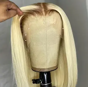 pre plucked short blonde bob wig