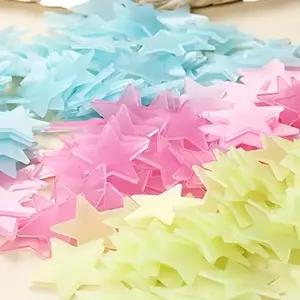 100pcs Mixed Color Glow-In-The-Dark Light Stars Decorative Stickers, Wall & Ceiling Decor, Modern Simple Home Decoration, Perfect Gift Choice