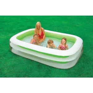 212 MAIN Intex 56483EP Vinyl Inflatable Pool - Rectangular Family Size 103 in. Swim Center with Double Valves for Family Water Play