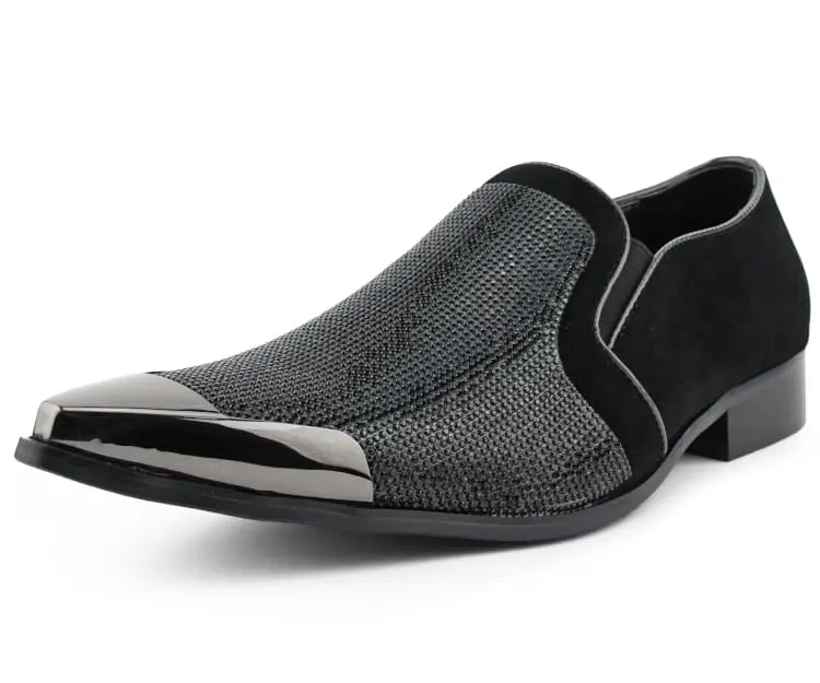 Bolano Dezzy Mens Glitter Encrusted Rhinestone Tuxedo Slippers