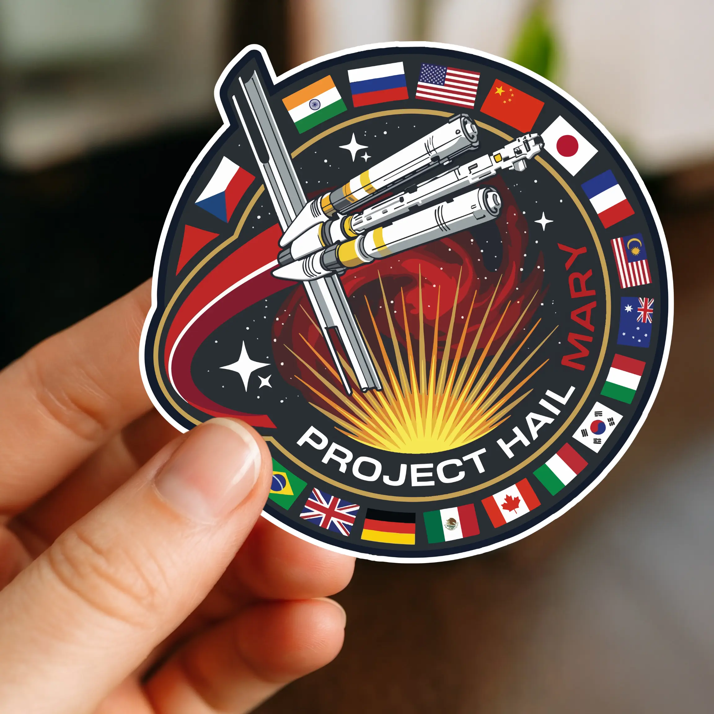 Project Hail Mary Mission Patch Sticker – Andy Weir Inspired Sci-Fi Space Mission Logo Decal – Rocky & Grace Fan Gift for Laptop Water Bottle Kindle Journal BookTok Readers