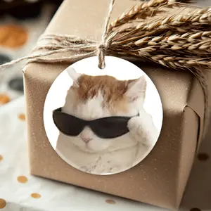 Christmas Ornaments Lego Dimensions Cat Stickers Pet Stickers Decor Birthday New Year Circle Acrylic Gift For Friends Holiday