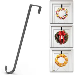 15" Wreath Hanger,Christmas Decorations, for Front Door, Indoor or Outdoor Over The Door Wreath Hook Hanger for Easter Spring Halloween Xmas Wreath Decorations, Steel Material, 20lb Load Bearing