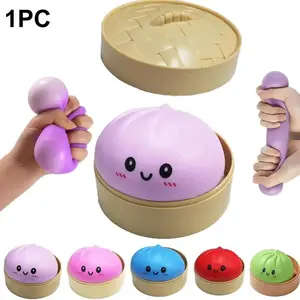 Cute Glitter Emoji Baozi Squishy Toy with Steamer, 2 Styles Available, Stress Relief Tool, Perfect for Classroom Rewards and Party Gifts