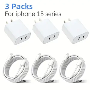 For iPhone 17 Charger,USB C Charger Block, 20W 2-Port Fast Charger Dual PD Charging Cube With 6Ft UCB C to C Cable For IPhone 16 15