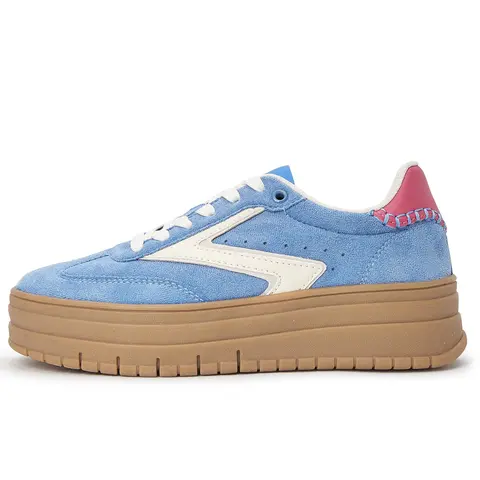 LUCKY STEP Women's Colorblock Low Top Ankle Platform Sneakers - Suede Upper, Gum Rubber Thick Sole, Classic Retro Casual Tennis Walking Shoes for Women, Trending Casual Wear Shoes, Back to School Essentials